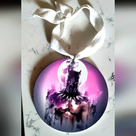 *HAPPY HOLIDAYS* 4 Black Panther Ornaments/Bag Tags/Keychains! Hand-painted Wood - Picture 5 of 6